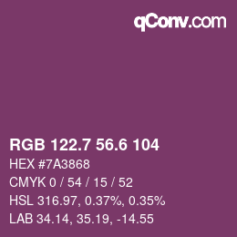 カラーコード: RGB 122.7 56.6 104 | qconv.com