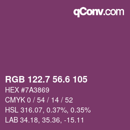 カラーコード: RGB 122.7 56.6 105 | qconv.com