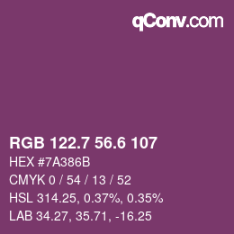 カラーコード: RGB 122.7 56.6 107 | qconv.com