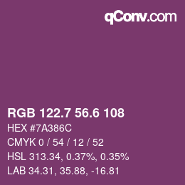 カラーコード: RGB 122.7 56.6 108 | qconv.com