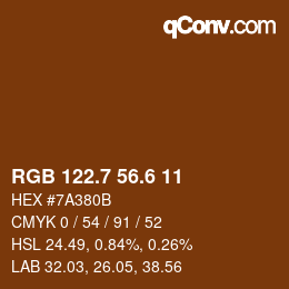 カラーコード: RGB 122.7 56.6 11 | qconv.com