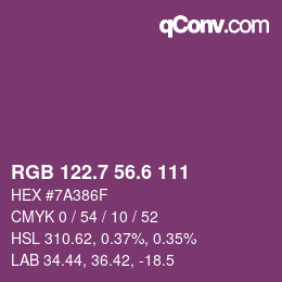 カラーコード: RGB 122.7 56.6 111 | qconv.com
