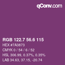 カラーコード: RGB 122.7 56.6 115 | qconv.com