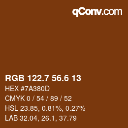 カラーコード: RGB 122.7 56.6 13 | qconv.com