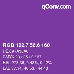 カラーコード: RGB 122.7 56.6 160 | qconv.com