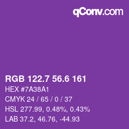 カラーコード: RGB 122.7 56.6 161 | qconv.com