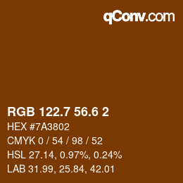 カラーコード: RGB 122.7 56.6 2 | qconv.com