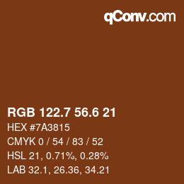 カラーコード: RGB 122.7 56.6 21 | qconv.com