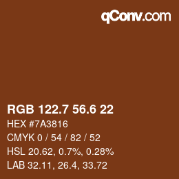 カラーコード: RGB 122.7 56.6 22 | qconv.com