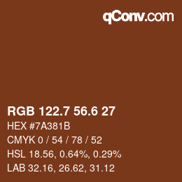 カラーコード: RGB 122.7 56.6 27 | qconv.com