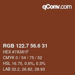 カラーコード: RGB 122.7 56.6 31 | qconv.com