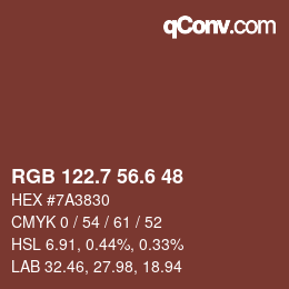 カラーコード: RGB 122.7 56.6 48 | qconv.com