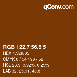 カラーコード: RGB 122.7 56.6 5 | qconv.com