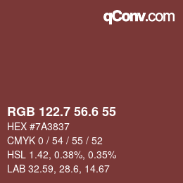 カラーコード: RGB 122.7 56.6 55 | qconv.com