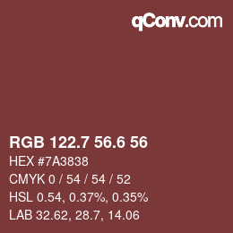 カラーコード: RGB 122.7 56.6 56 | qconv.com