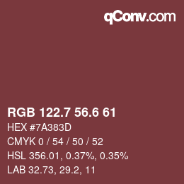 カラーコード: RGB 122.7 56.6 61 | qconv.com
