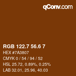 カラーコード: RGB 122.7 56.6 7 | qconv.com