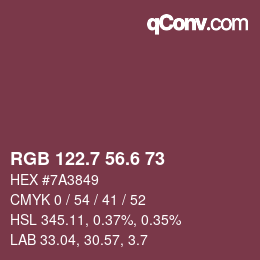 カラーコード: RGB 122.7 56.6 73 | qconv.com
