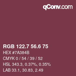 カラーコード: RGB 122.7 56.6 75 | qconv.com