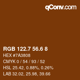 カラーコード: RGB 122.7 56.6 8 | qconv.com