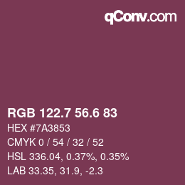 カラーコード: RGB 122.7 56.6 83 | qconv.com