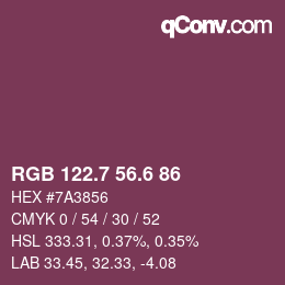 カラーコード: RGB 122.7 56.6 86 | qconv.com