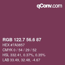 カラーコード: RGB 122.7 56.6 87 | qconv.com