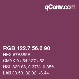 カラーコード: RGB 122.7 56.6 90 | qconv.com