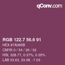 カラーコード: RGB 122.7 56.6 91 | qconv.com
