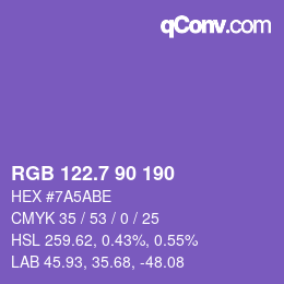 カラーコード: RGB 122.7 90 190 | qconv.com