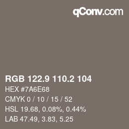 Color code: RGB 122.9 110.2 104 | qconv.com