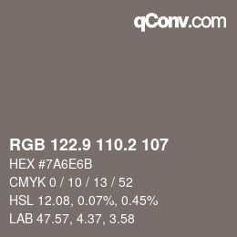 Color code: RGB 122.9 110.2 107 | qconv.com