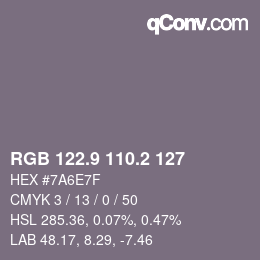 Color code: RGB 122.9 110.2 127 | qconv.com