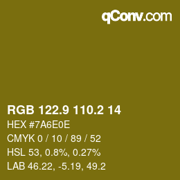 カラーコード: RGB 122.9 110.2 14 | qconv.com