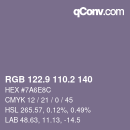 Farbcode: RGB 122.9 110.2 140 | qconv.com