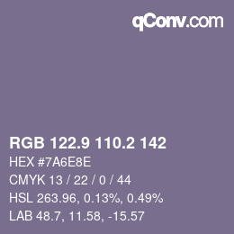 Color code: RGB 122.9 110.2 142 | qconv.com