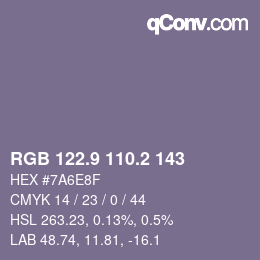 Color code: RGB 122.9 110.2 143 | qconv.com
