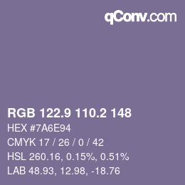 Color code: RGB 122.9 110.2 148 | qconv.com