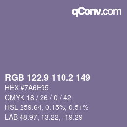 Color code: RGB 122.9 110.2 149 | qconv.com