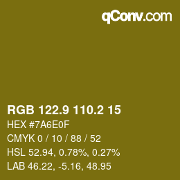 カラーコード: RGB 122.9 110.2 15 | qconv.com