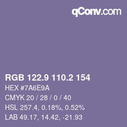 Color code: RGB 122.9 110.2 154 | qconv.com