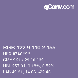 Color code: RGB 122.9 110.2 155 | qconv.com