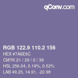 Color code: RGB 122.9 110.2 156 | qconv.com