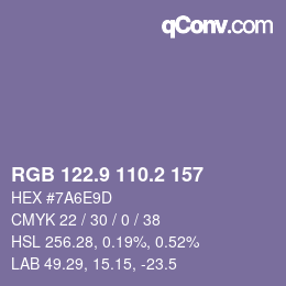 カラーコード: RGB 122.9 110.2 157 | qconv.com