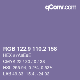 カラーコード: RGB 122.9 110.2 158 | qconv.com