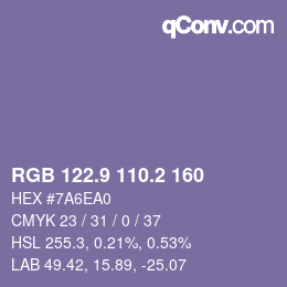 Color code: RGB 122.9 110.2 160 | qconv.com