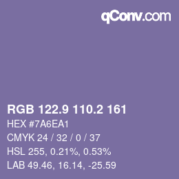 Color code: RGB 122.9 110.2 161 | qconv.com