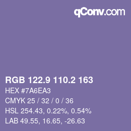 カラーコード: RGB 122.9 110.2 163 | qconv.com