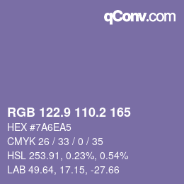 Color code: RGB 122.9 110.2 165 | qconv.com