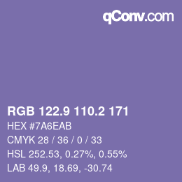 Color code: RGB 122.9 110.2 171 | qconv.com
